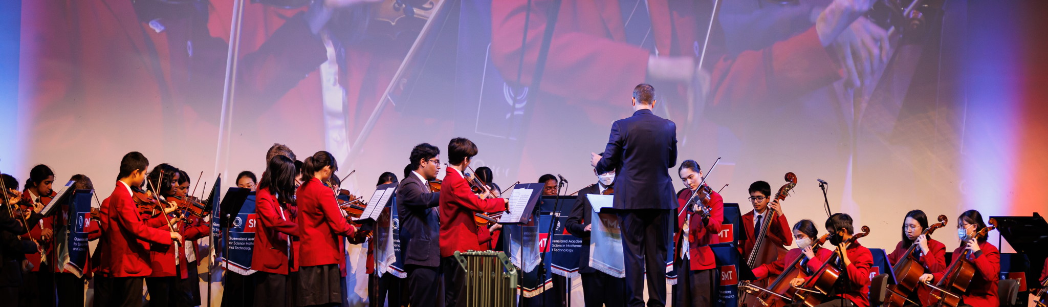 Music teacher and students